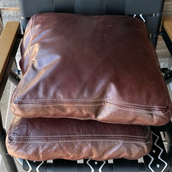 (2) Pottery Barn Leather pillow covers. 18x18 - Picture 3 of 7